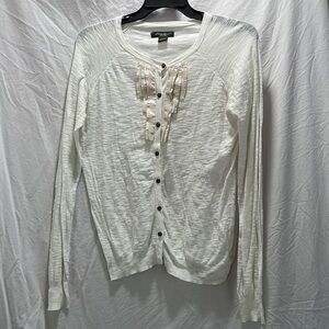 Eddie Bauer ivory duffle front light esthetic cardi Y2K